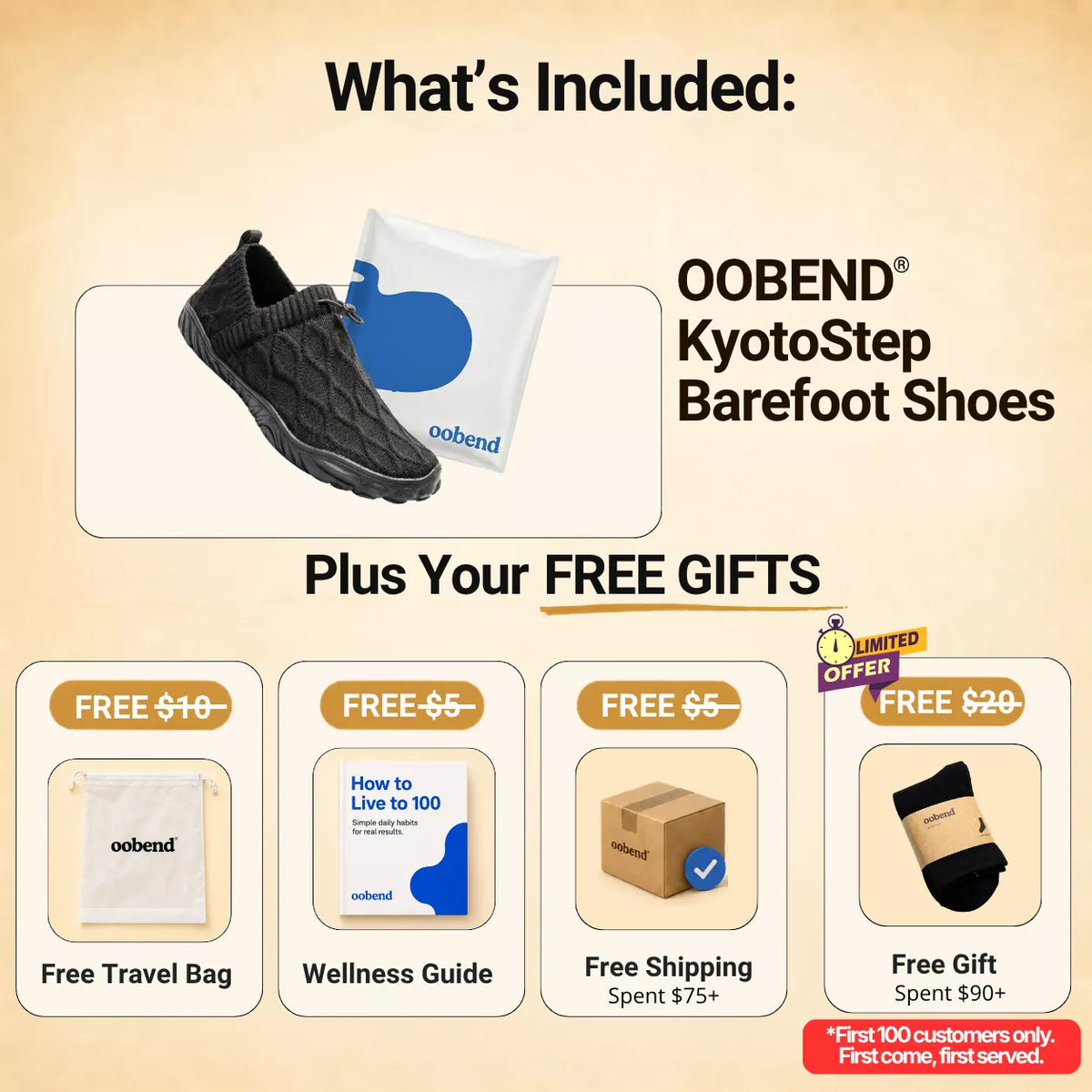 Oobend® KyotoStep - Barefoot Shoes - Black